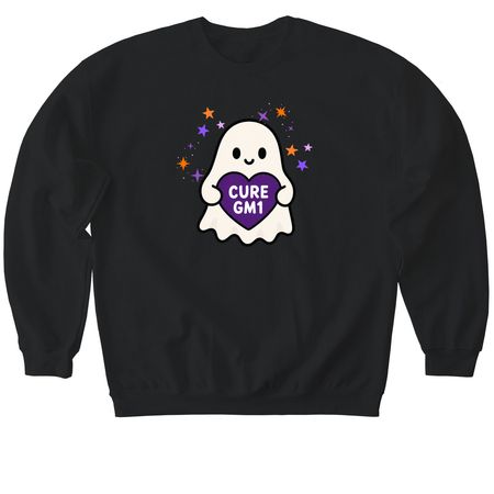 Cure GM1 Ghost for Halloween, a Black Softstyle Crewneck Sweatshirt