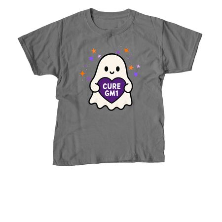 Cure GM1 Ghost for Halloween, a Charcoal Youth Unisex Tee