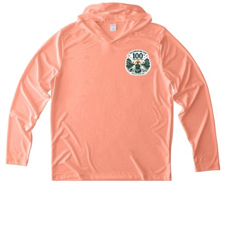 100 Trips ? Male Paddler, a Soft Coral UV Performance Long Sleeve Hoodie