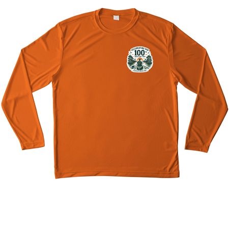 100 Trips ? Male Paddler, a Deep Orange Unisex Performance Long Sleeve Tee