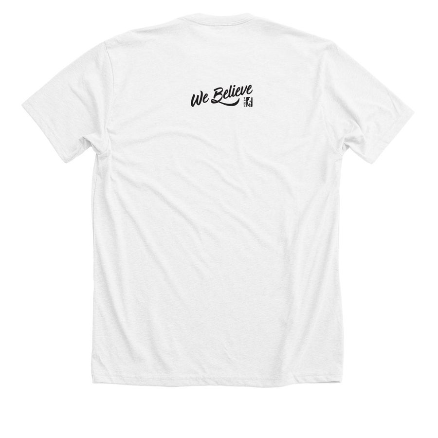 We Believe - Change The World (White), a Solid White Blend Premium Unisex Tee (back-view)