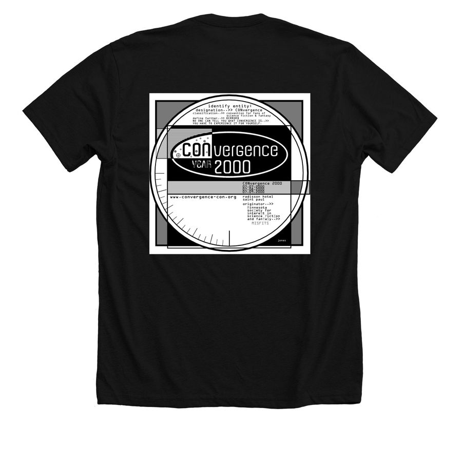 At CON 2000 Shirt, a Solid Black Blend Premium Unisex Tee (back-view)
