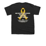My Hero Needs a Cure, a Black Youth Unisex Tee (back-view)