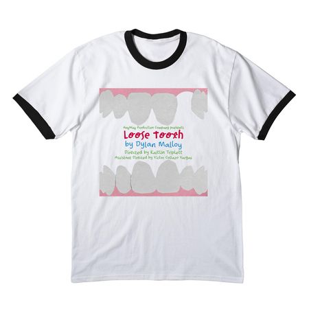 Loose Tooth, a White/ Jet Black Cotton Ringer Tee