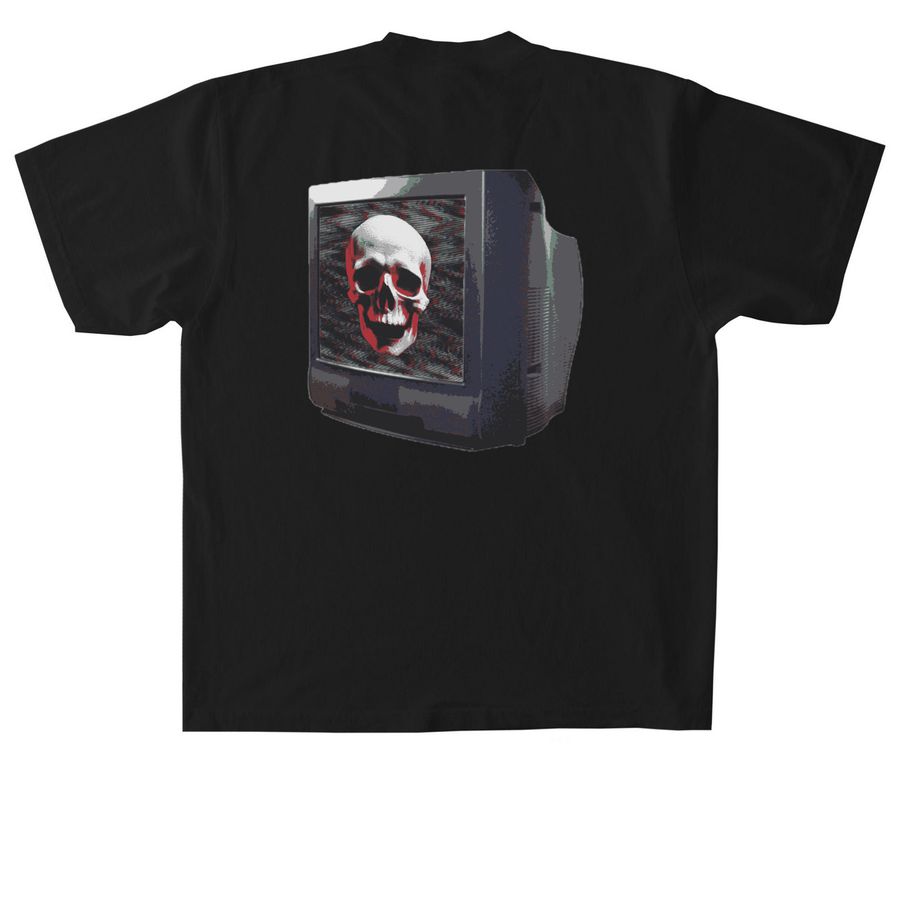 //DON'T TUNE IN\\, a Black Heavyweight Garment Dye Tee (back-view)