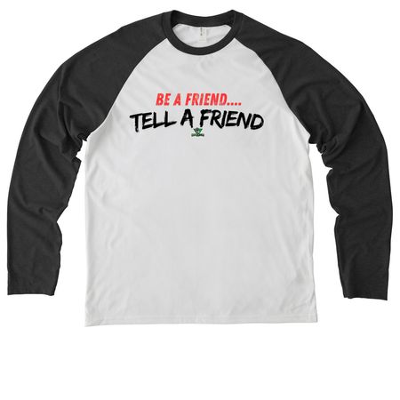 Be A Friend Collection, a Space Black/ Bright White Allmade Eco Triblend Colorblock Raglan Long Sleeve Tee