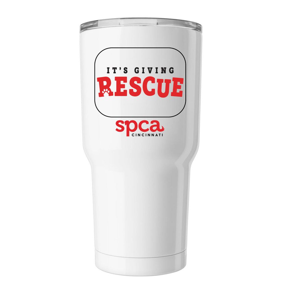 It's Giving Rescue Tumbler, a White Insulated Tumbler