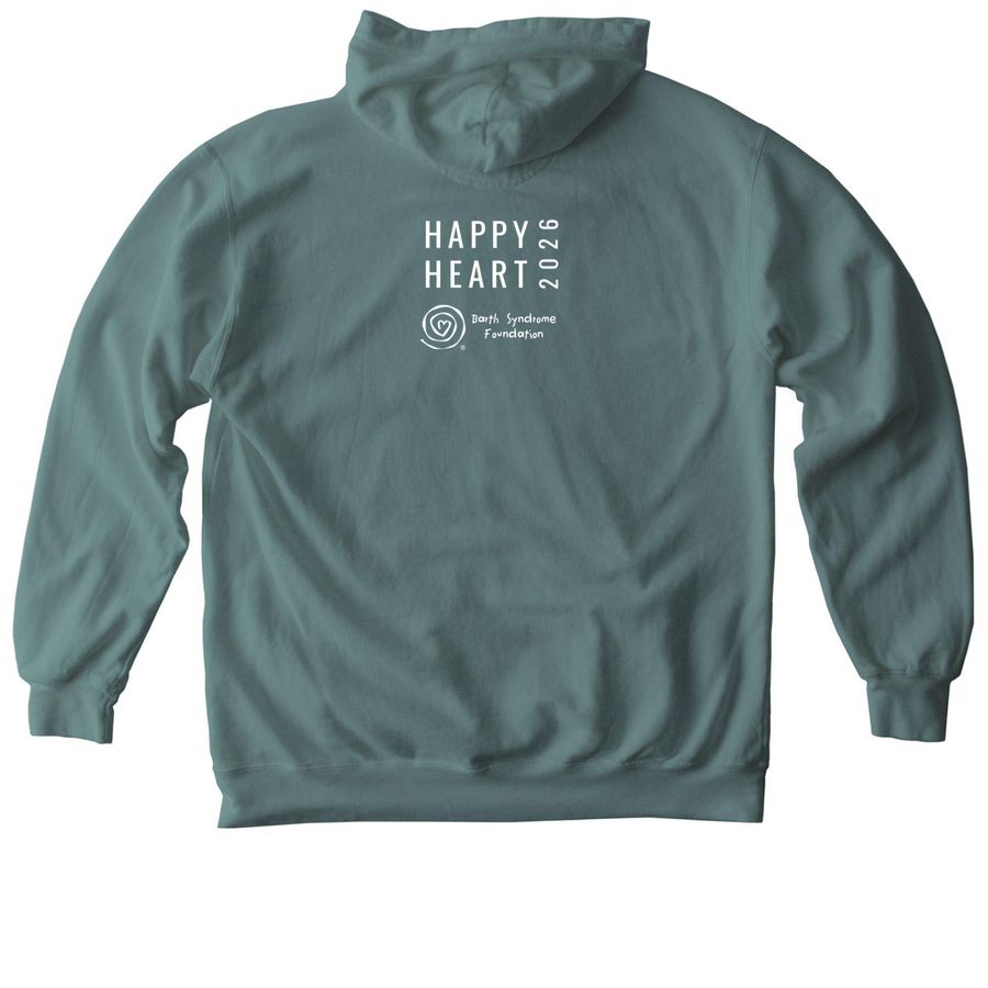 HAPPY Mini Hearts, a Blue Spruce Comfort Colors Pullover Hoodie (back-view)