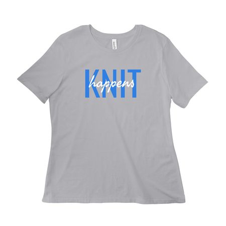 Knit Happens, a Solid Athletic Grey Women?s Relaxed Cotton Tee