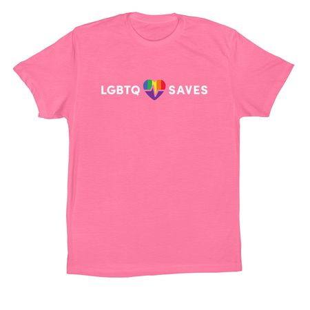 Premium Cotton LGBTQ SAVES Adult Tee, a Charity Pink Premium Cotton Tee