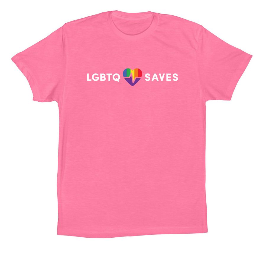 Premium Cotton LGBTQ SAVES Adult Tee, a Charity Pink Premium Cotton Tee
