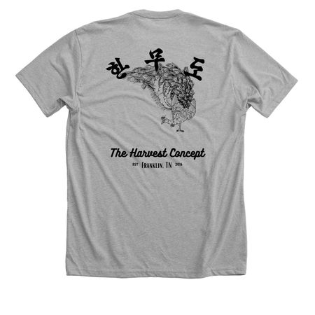 OG Harvest Peacock, a Athletic Heather Premium Unisex Tee (back-view)