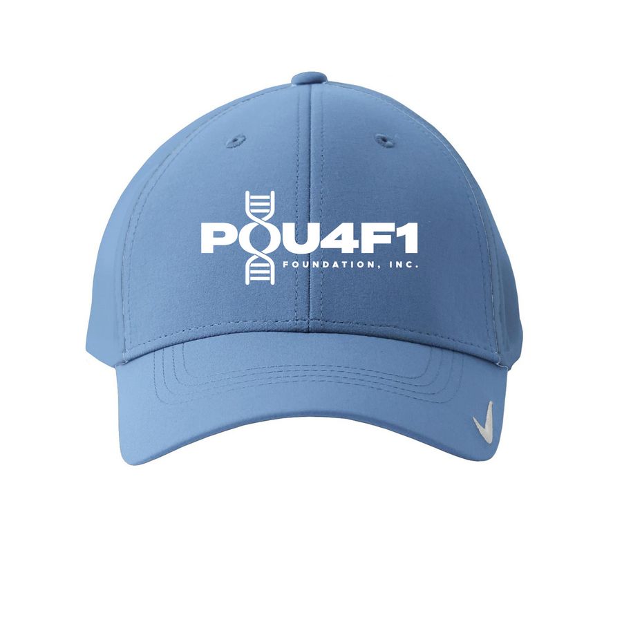 White Logo Nike Hat, a Valor Blue Printed Nike Dri-FIT Legacy Performance Cap