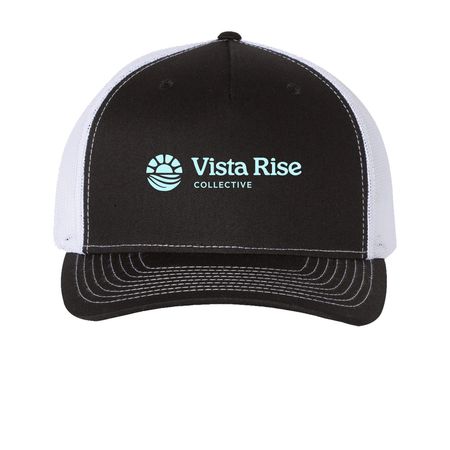 Vista Rise Hat, a Black/ White Printed Five-Panel Trucker Cap