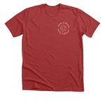 Change the world with love, a Heather Canvas Red Premium Unisex Tee (back-view)