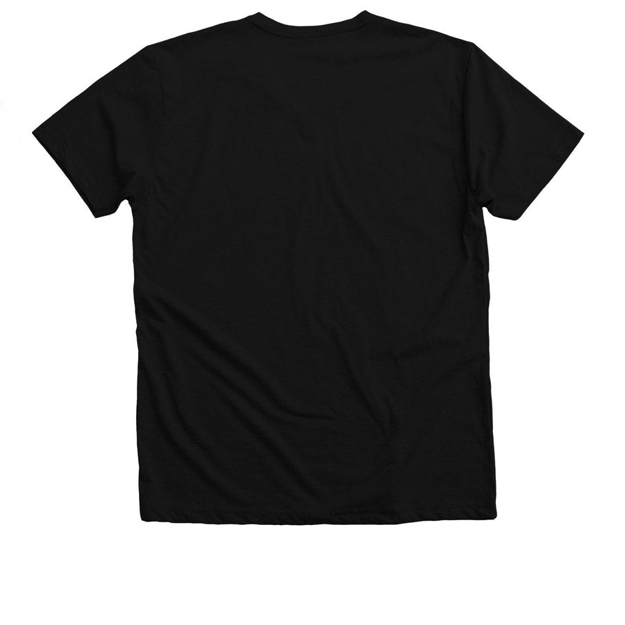 OK Humane V-Neck Tee, a Solid Black Blend Premium V-Neck Tee (back-view)