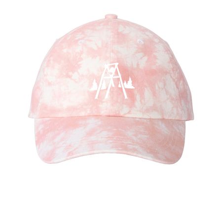 PAL Camp Hats - White logo, a Light Pink Printed Tie Dye Baseball Hat