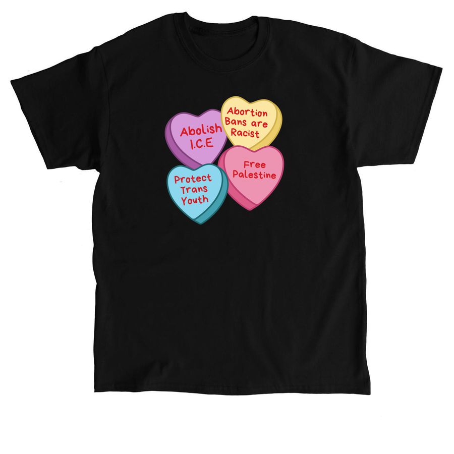 Candy Hearts, a Black Classic Unisex Tee