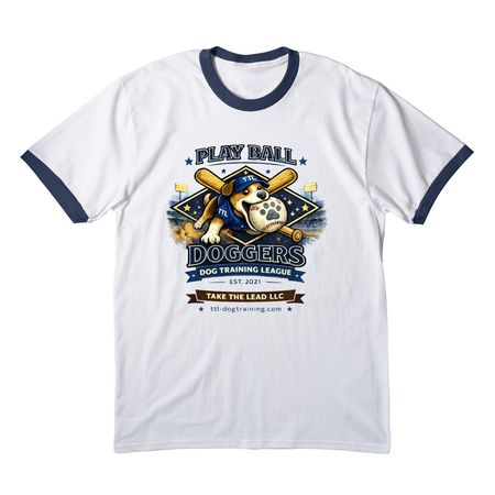 Doggers Baseball Club Tee&nbsp;, a White/ Navy Cotton Ringer Tee