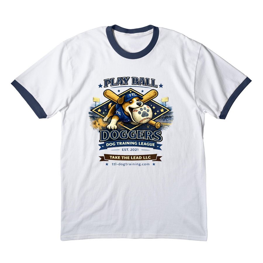 Doggers Baseball Club Tee&nbsp;, a White/ Navy Cotton Ringer Tee