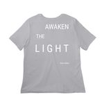 Awaken The Light, a Solid Athletic Grey Women?s Relaxed Cotton Tee (back-view)