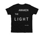 Awaken The Light, a Solid Black Blend Premium Youth Tee (back-view)