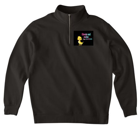 Elevate & Evolve w/Squacky, a Black Midweight Quarter Zip Pullover