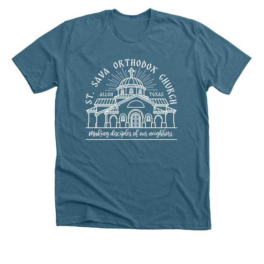St. Sava Orthodox Church Building Fundraiser, a Heather Deep Teal Premium Unisex Tee