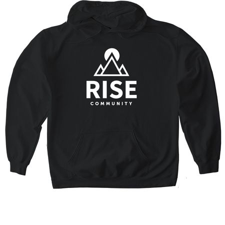 RISE CLASSIC LOGO HOODIE, a Black Gildan Softstyle Pullover Hoodie