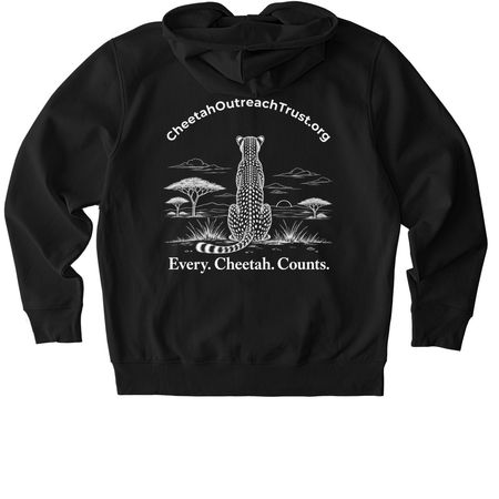 Every. Cheetah. Counts., a Black Stanley/Stella Unisex Cultivator 2.0 Zip Up Pullover Hoodie