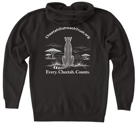 Every. Cheetah. Counts., a Black Heavyweight Zip Up Hoodie