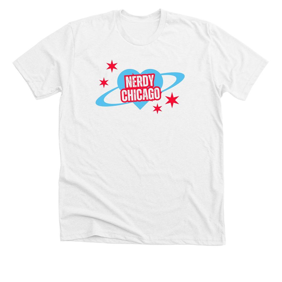 Nerdy Chicago, a Solid White Blend Premium Unisex Tee