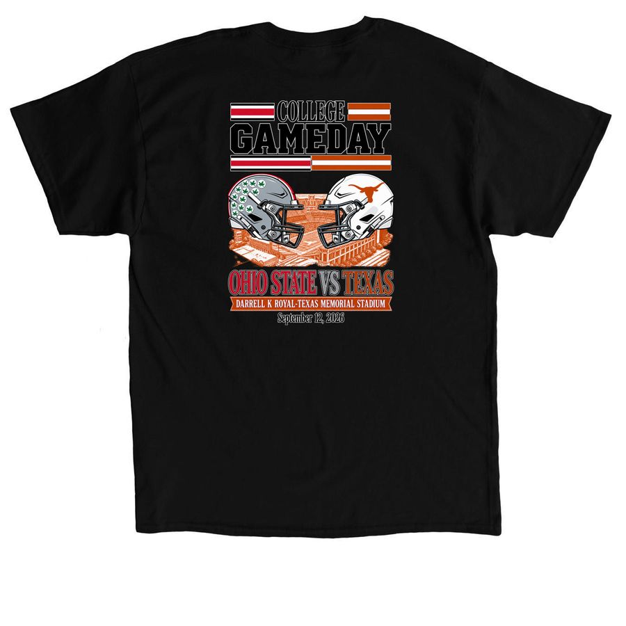 College GameDay Texas vs Ohio State Helmet Te, a Black Classic Unisex Tee