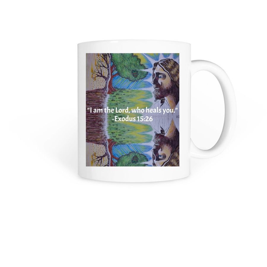 The God Who Heals, a White Coffee Mug