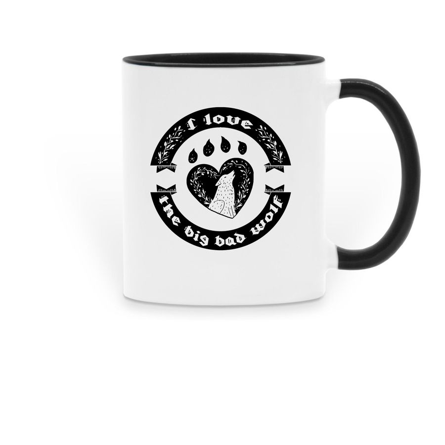 Love the Wolf Mug, a Black Two-Tone Ceramic Mug