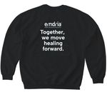 Misty White- Together we move healing forward., a Black Softstyle Crewneck Sweatshirt (back-view)
