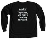 Misty White- Together we move healing forward., a Black Comfort Colors Long Sleeve Tee (back-view)