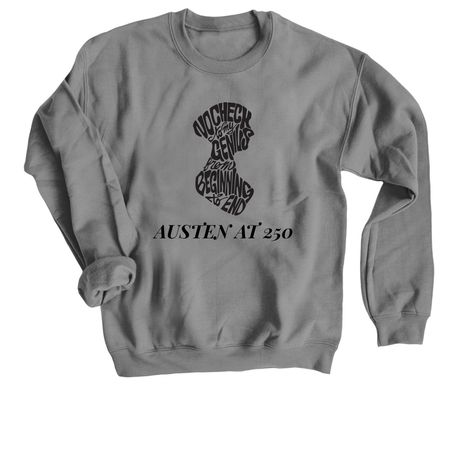 Jane Austen Calligram 250, a Charcoal Crewneck Sweatshirt