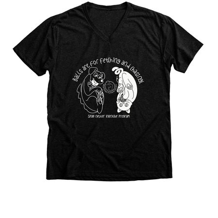 Balls Are for Fetching and Chasing (Dark), a Black Heather Premium V-Neck Tee