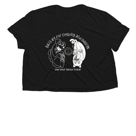 Balls Are for Fetching and Chasing (Dark), a Black Women?s Flowy Cropped Tee