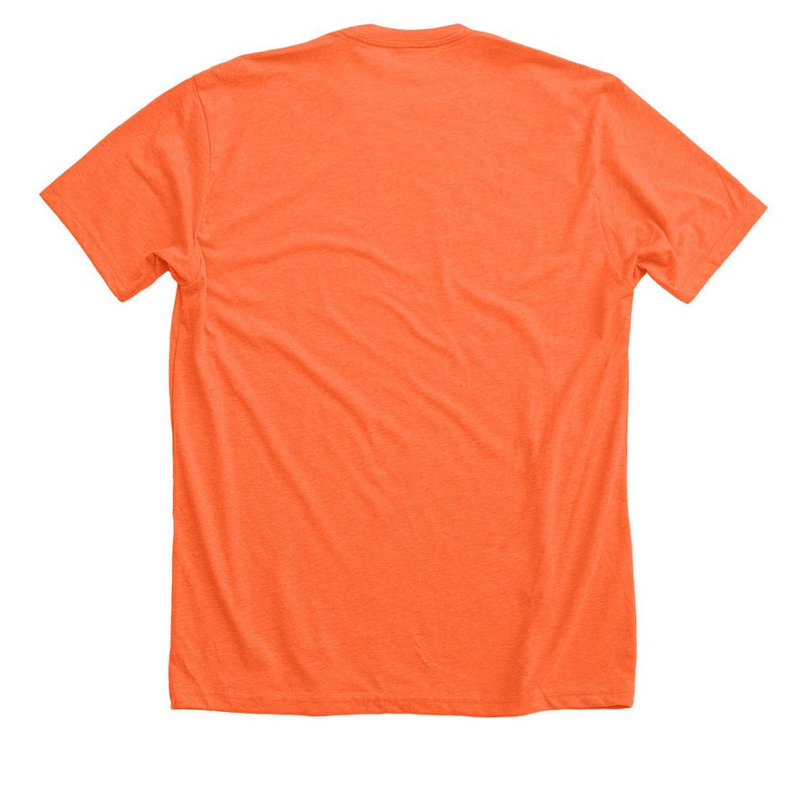 The Hunt for Good Merch, a Heather Orange Premium Unisex Tee (back-view)
