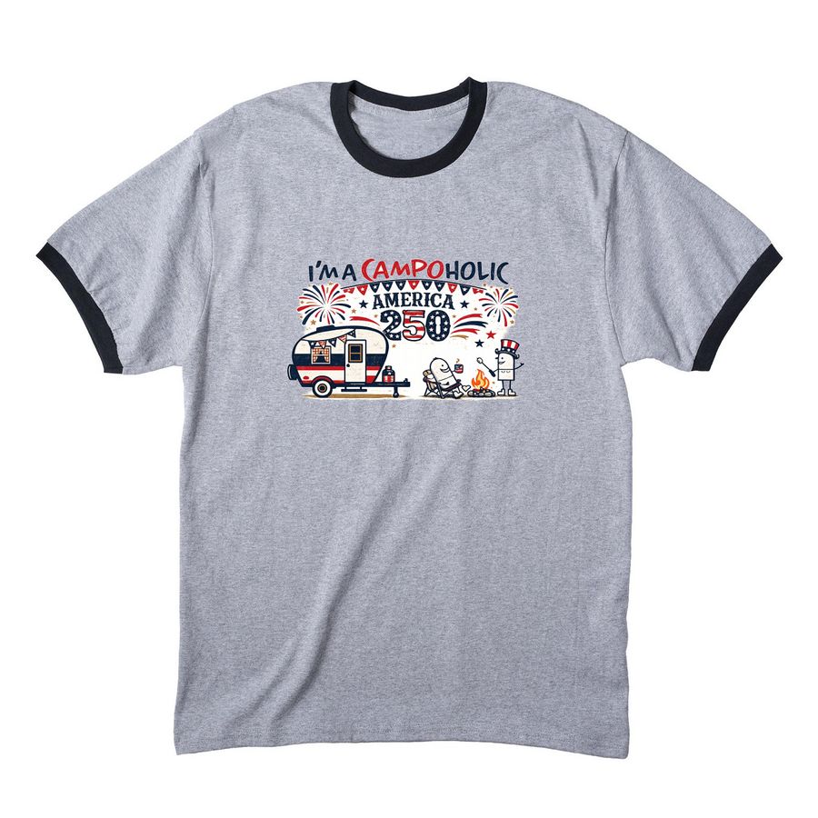 Campholic 250, a Athletic Heather/ Jet Black Cotton Ringer Tee
