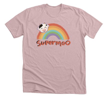 SuperMoo, a Heather Pink Gravel Premium Unisex Tee