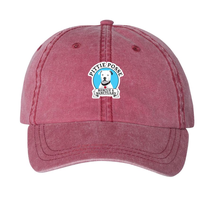 Hats | Pittie Posse Merch, a Cardinal Printed Pigment Dye Baseball Cap