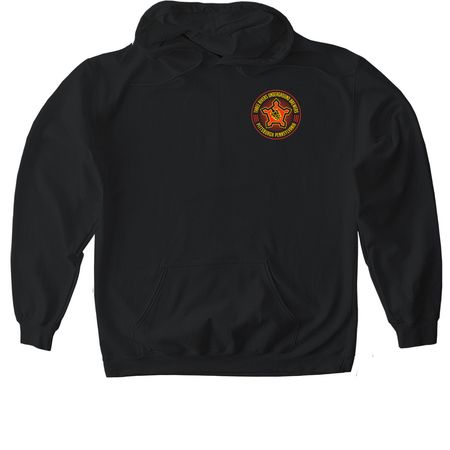 TRUB Badge Logo, a Black Gildan Softstyle Pullover Hoodie