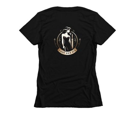 I Got Her Six Slim T-Shirt, a Black Women's Slim Fit Tee (back-view)