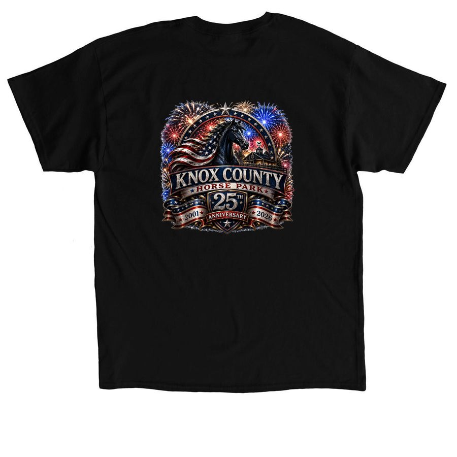 250 Years of America ? 25 Years of KCHP, a Black Classic Unisex Tee (back-view)