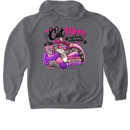 Cat mom, a Charcoal Gildan Softstyle Pullover Hoodie