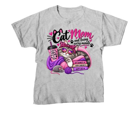 Cat mom, a Sport Grey Youth Unisex Tee