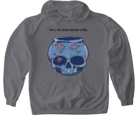 Yes i have brain cells, a Charcoal Gildan Softstyle Pullover Hoodie